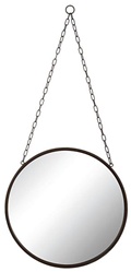 14" Round Framed Mirror on Chain