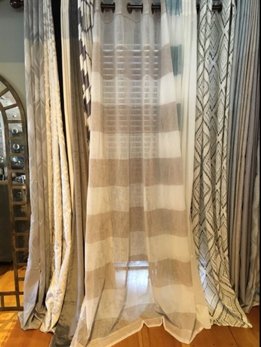 Beige & Ivory Stripe Sheer Curtain - 84"