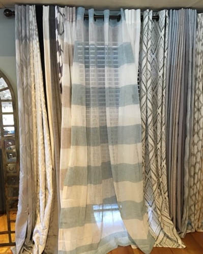 Blue & Ivory Stripe Sheer Curtain - 84"