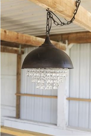Metal and Crystal Chandelier