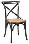 Cross Back Chair Black with Rattan Seat