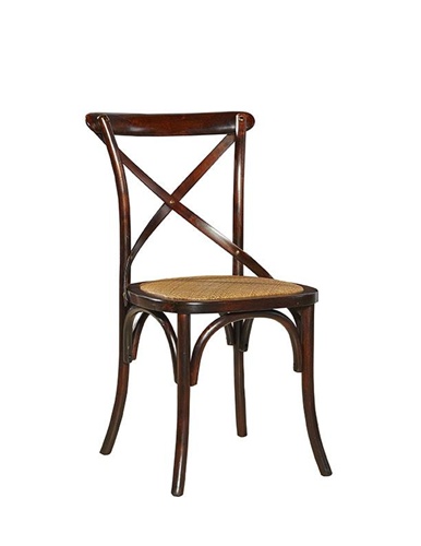 Cross Back Chair Brown with Rattan Seat