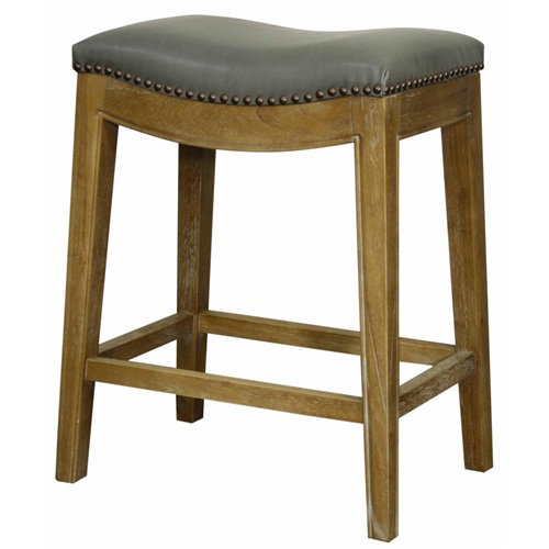 Demilune Counter Stool - Gray Top + Brown Base