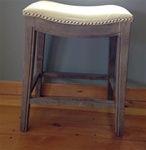 Demilune Counter Stool - Ivory Top + Gray Base