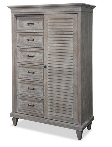 Distressed Gray Chest with Sliding Door