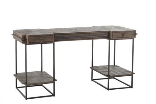 Gray Reclaimed Wood And Metal Desk