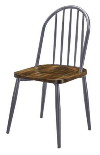 Spindle Gun Metal + Wood Dining Chair