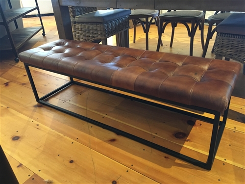 Tufted Leather Bench